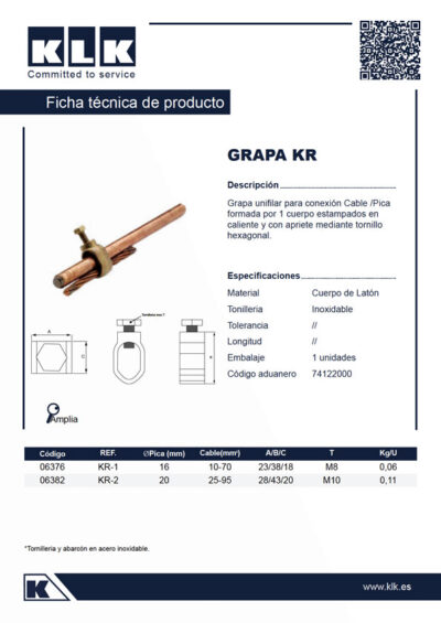 Ficha Tecnica Grapa KR - KLK Descarga Información Técnica